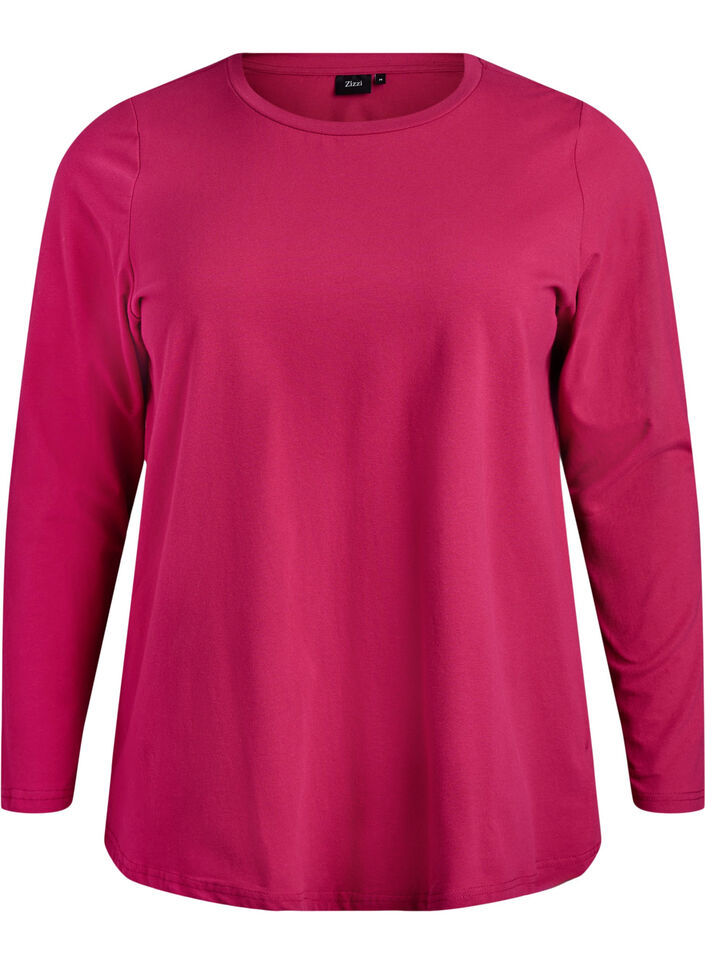 Basic Top aus Jersey mit langen Ärmeln, Pink, Packshot image number 0