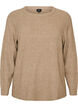 Melierte Strickbluse mit Rundhalsausschnitt, Beige, Packshot image number 0
