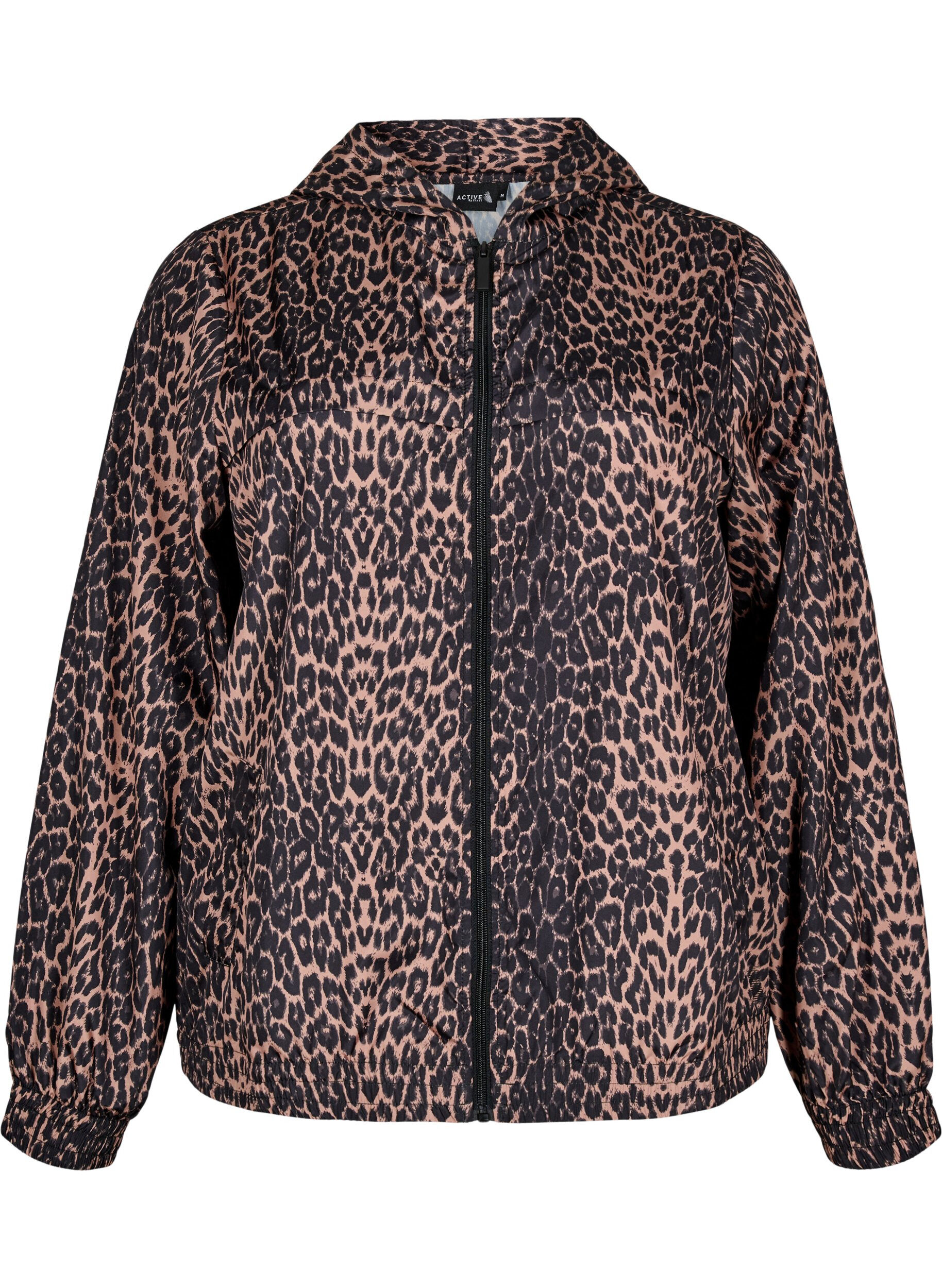 Sportjacke mit Leopardenprint und Kapuze