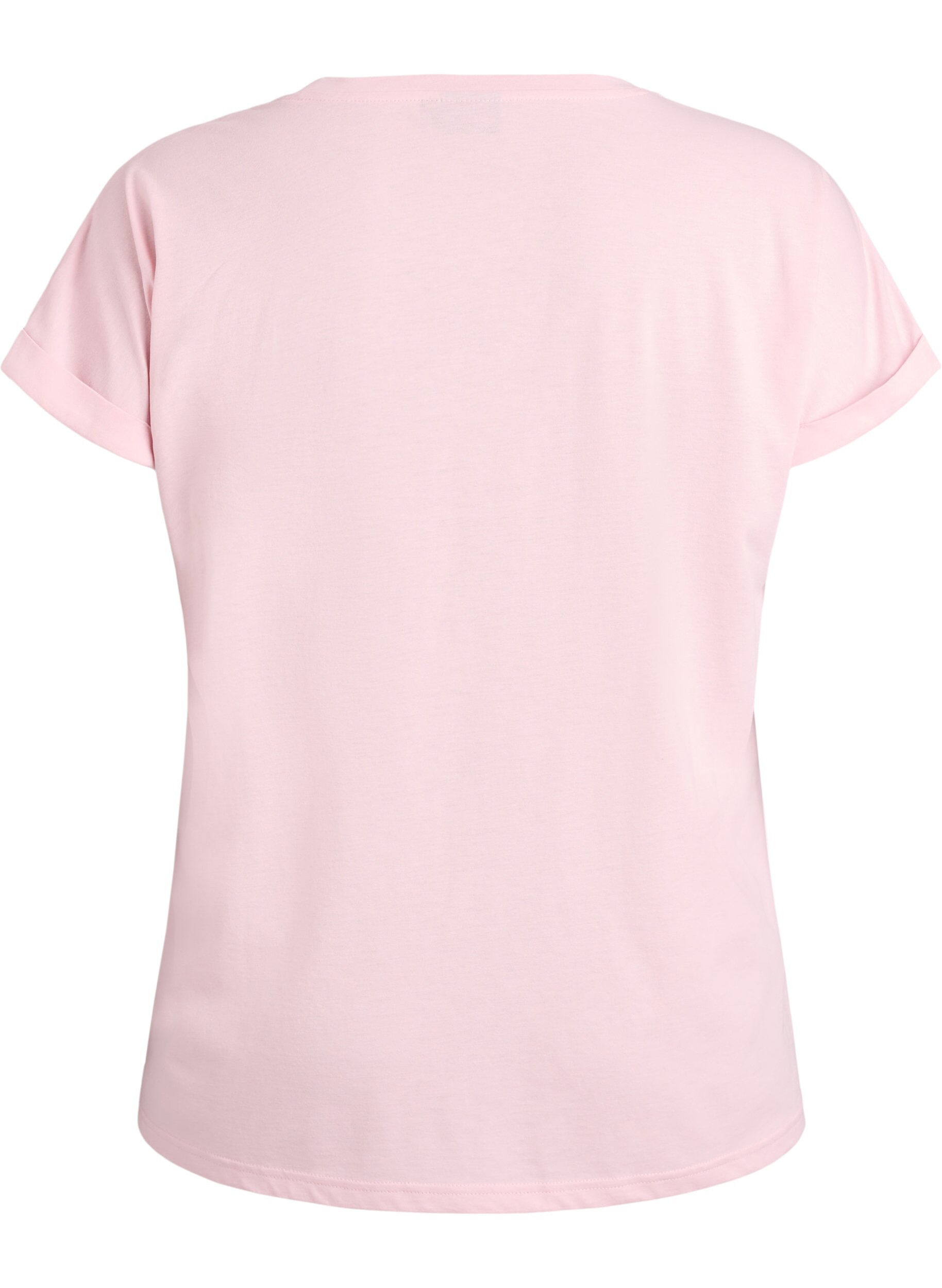 Zizzi Kurz&auml;rmeliges T-Shirt aus Baumwollmischgewebe, Pink, Packshot image number 1