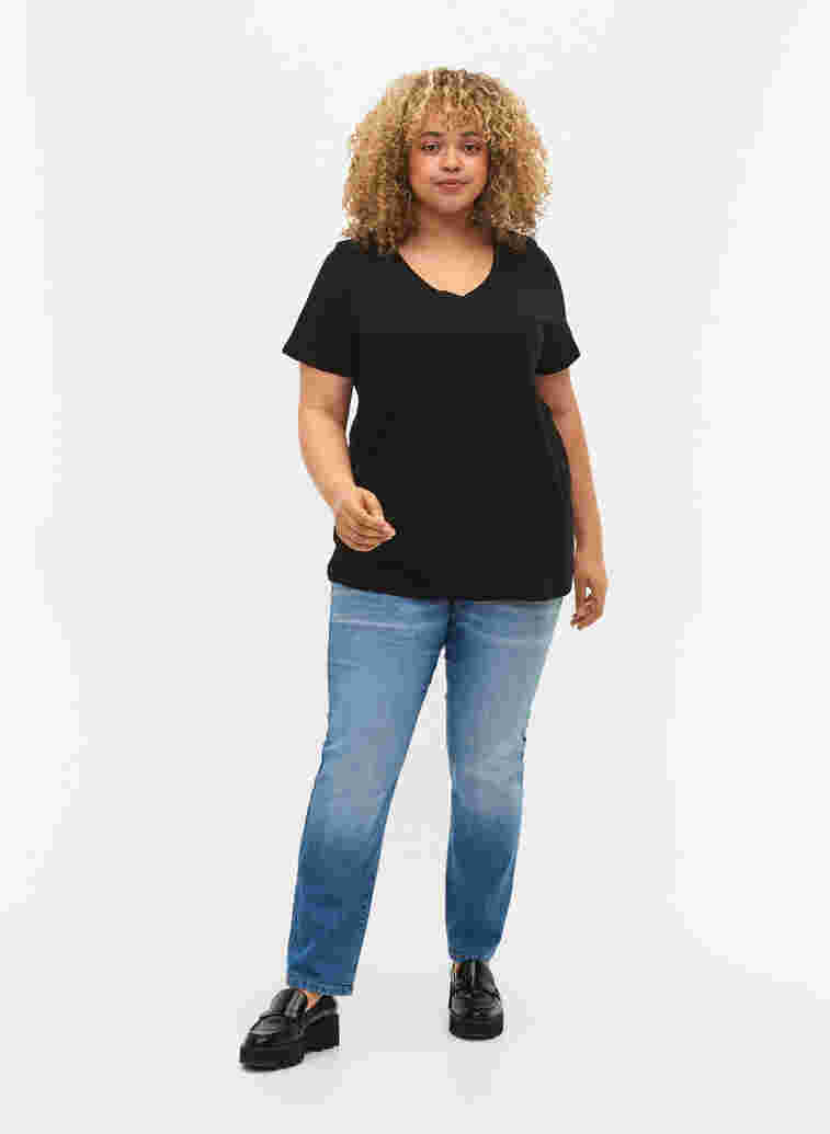 2er-Pack basic T-Shirts aus Baumwolle, Black/Bright W, Model image number 2