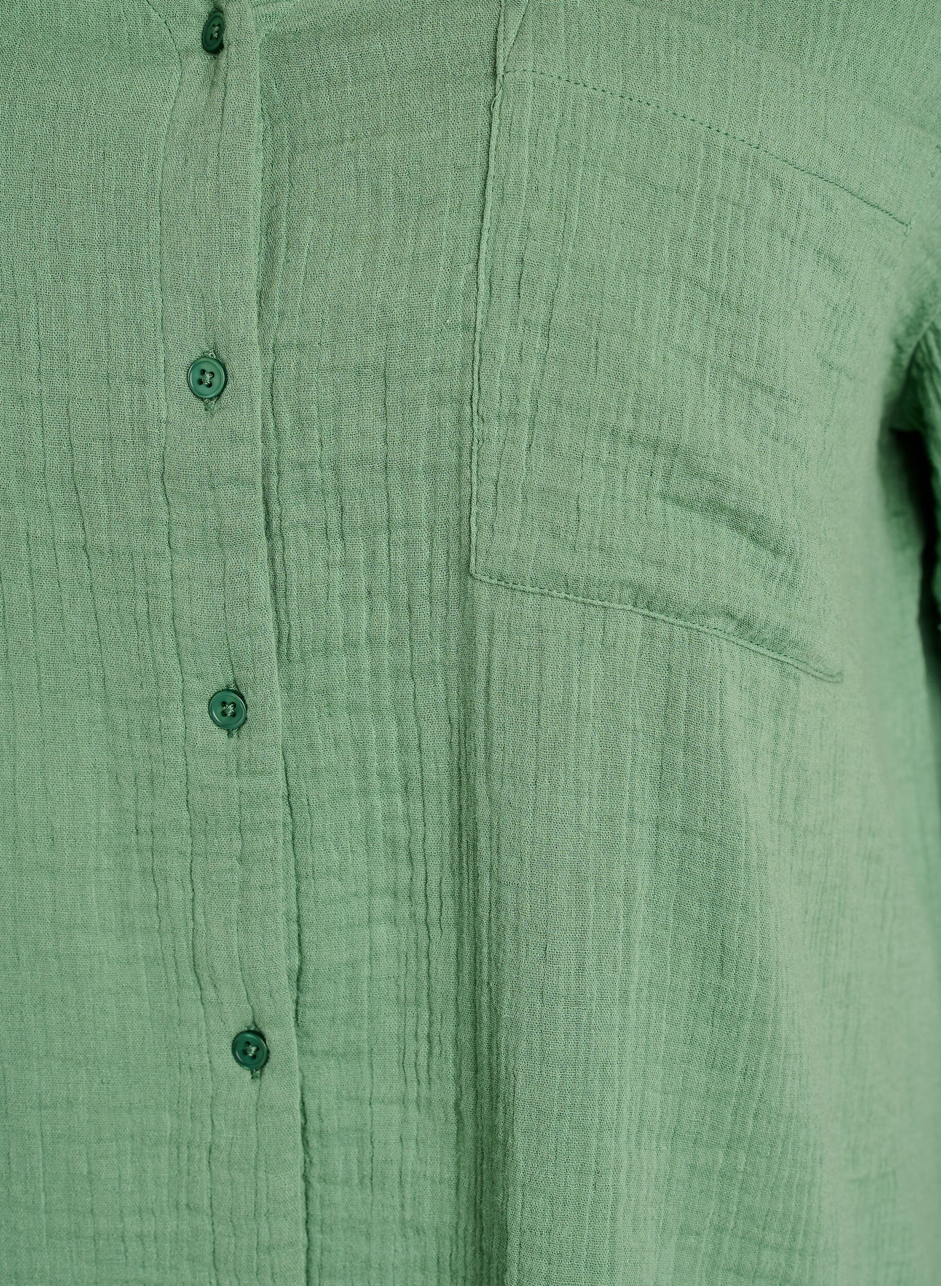 ZizziBluse aus Baumwoll-Musselin mit kurzen &Auml;rmeln, Gr&uuml;n, Packshot image number 2