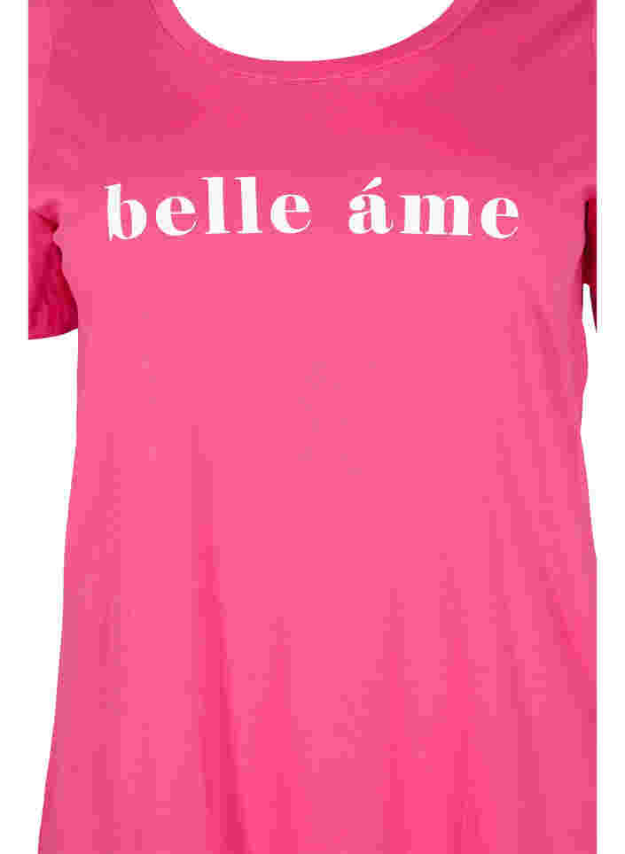 Kurzärmeliges Baumwoll-T-Shirt mit Textdruck, Fandango Pink, Packshot image number 2