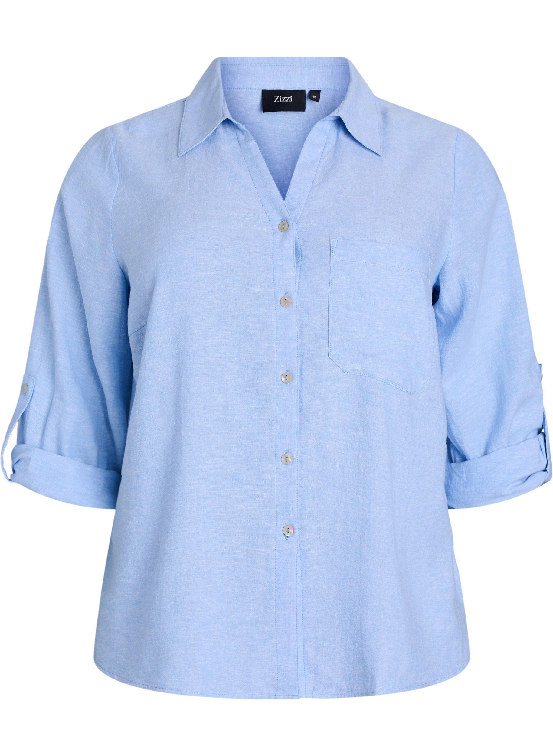 Bluse aus Leinen und Viskose mit 3/4-&Auml;rmeln