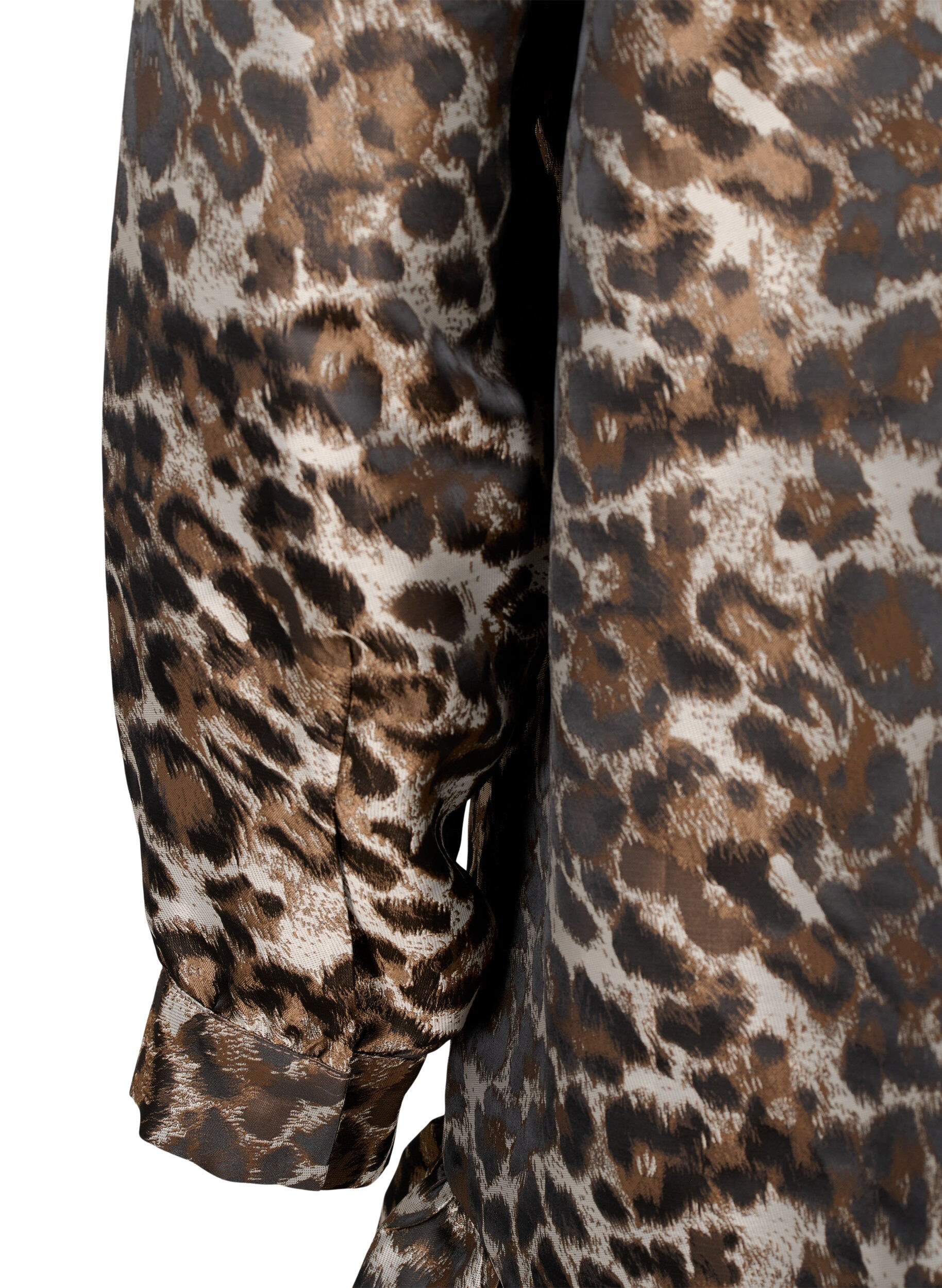 Zizzi Kurzes Jacquardkleid mit Leopardenmuster, Brown Leo AOP, Packshot image number 3