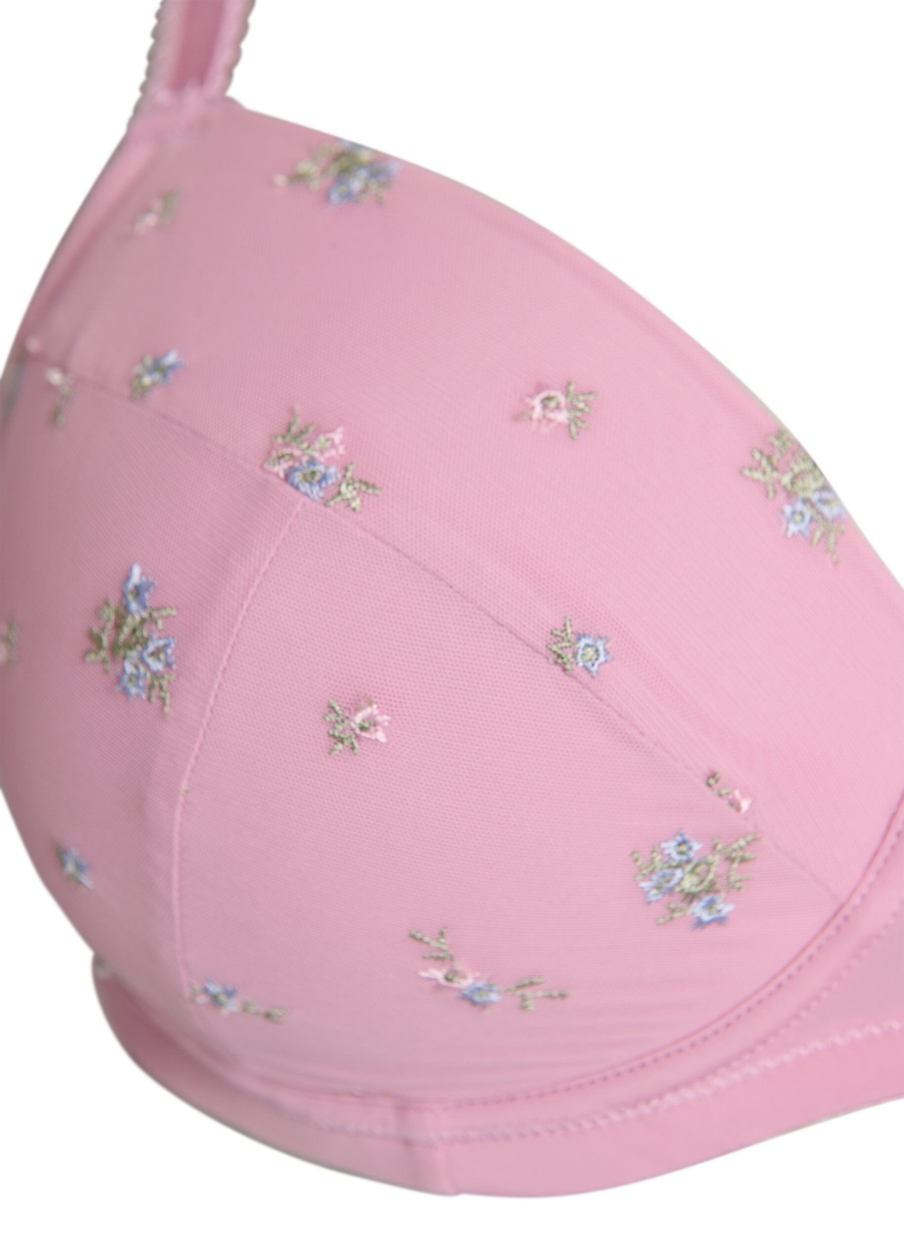 Zizzi Gepolsterter BH mit Mesh und gebl&uuml;mter Stickerei, Rot, Packshot image number 2