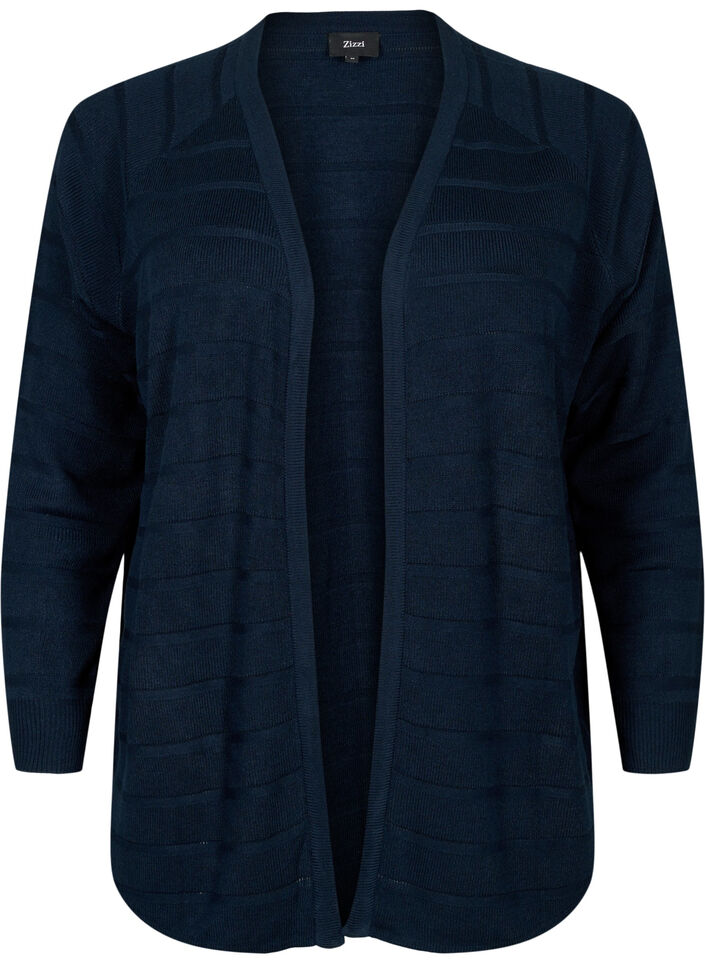 Streifen Ton-in-Ton Strickjacke, Navy Blazer, Packshot image number 0