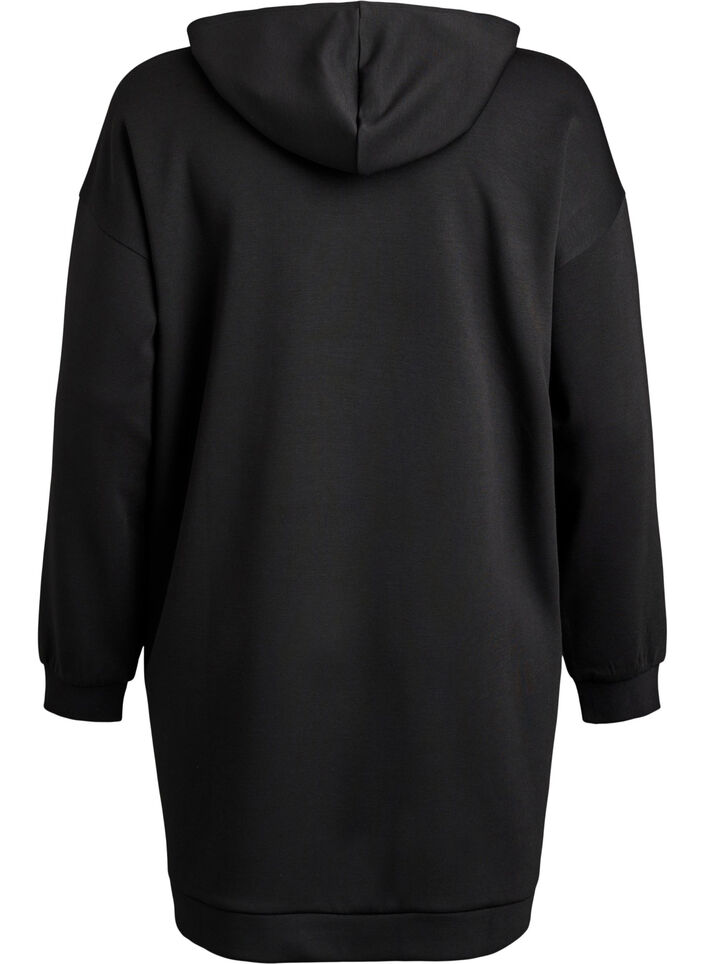 Kurzes Hoodiekleid mit K&auml;ngurutasche, Schwarz, Packshot image number 1
