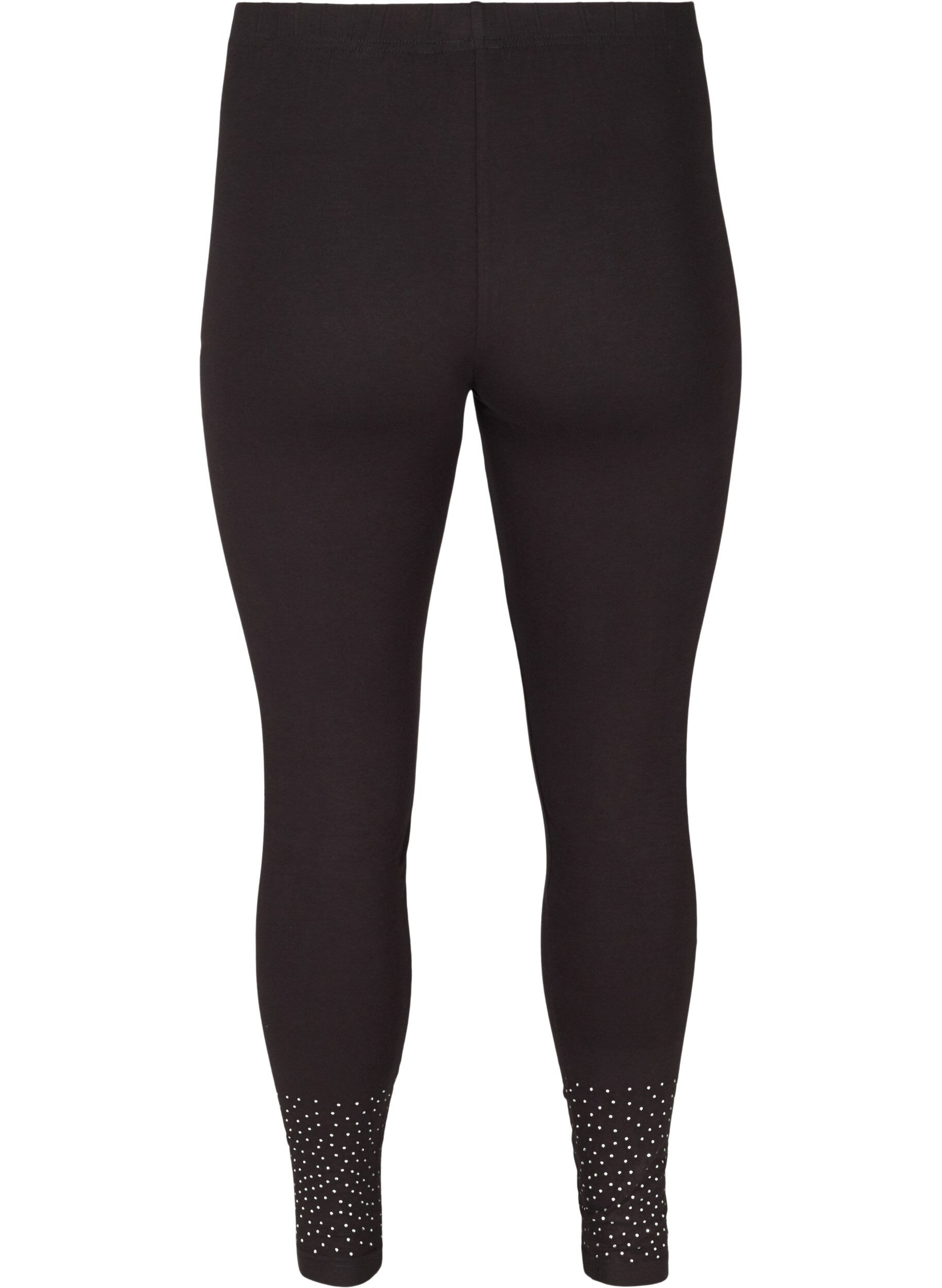 Zizzi Leggings aus Viskosemischung mit dekorativen Steinen, Black, Packshot image number 1