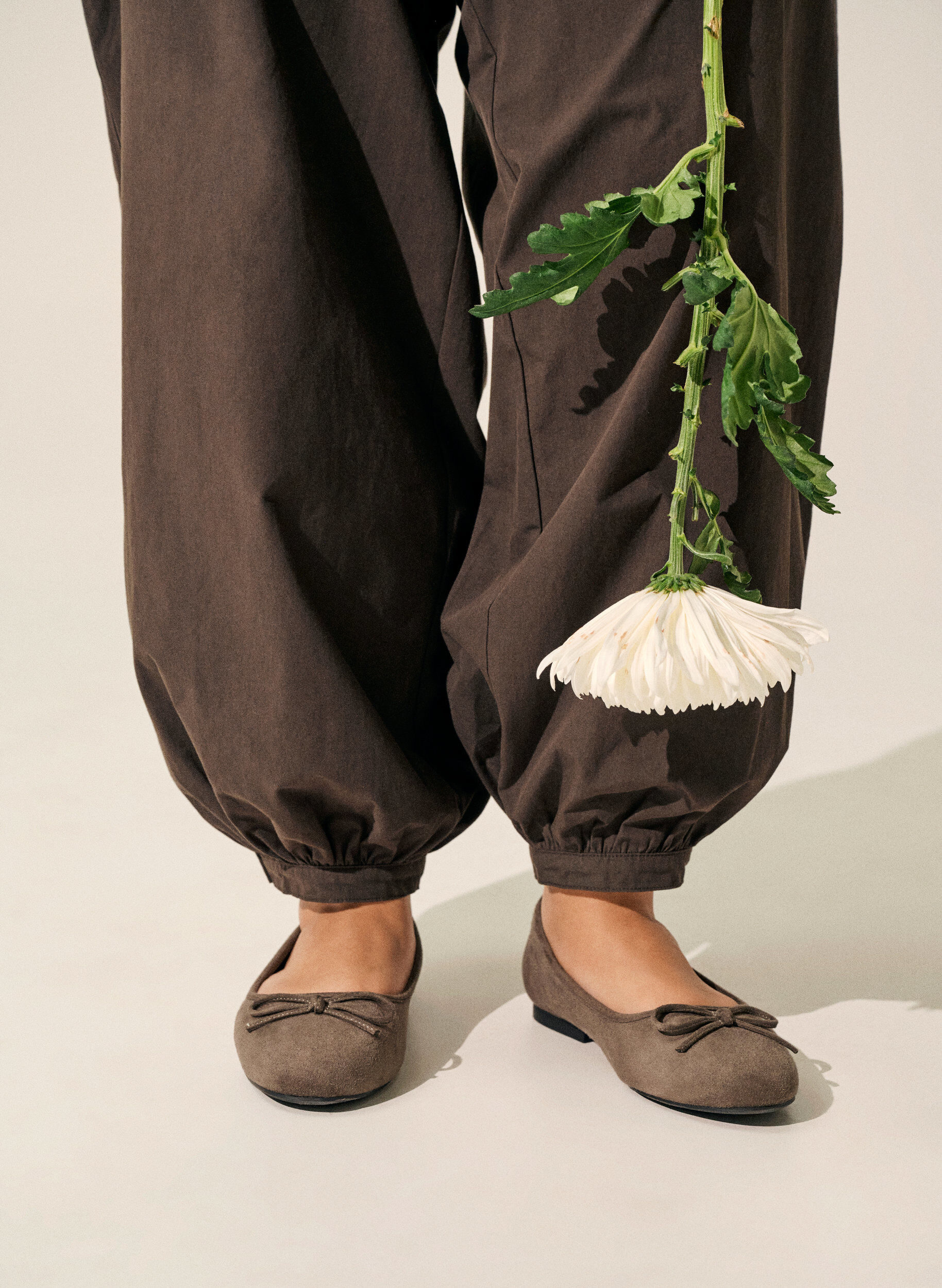 Zizzi Ballerina aus Wildlederimitat mit Schleife, Braun, Image image number 0