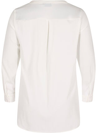 Schlichte lange Bluse mit Tasche, Warm Off-white, Packshot image number 1