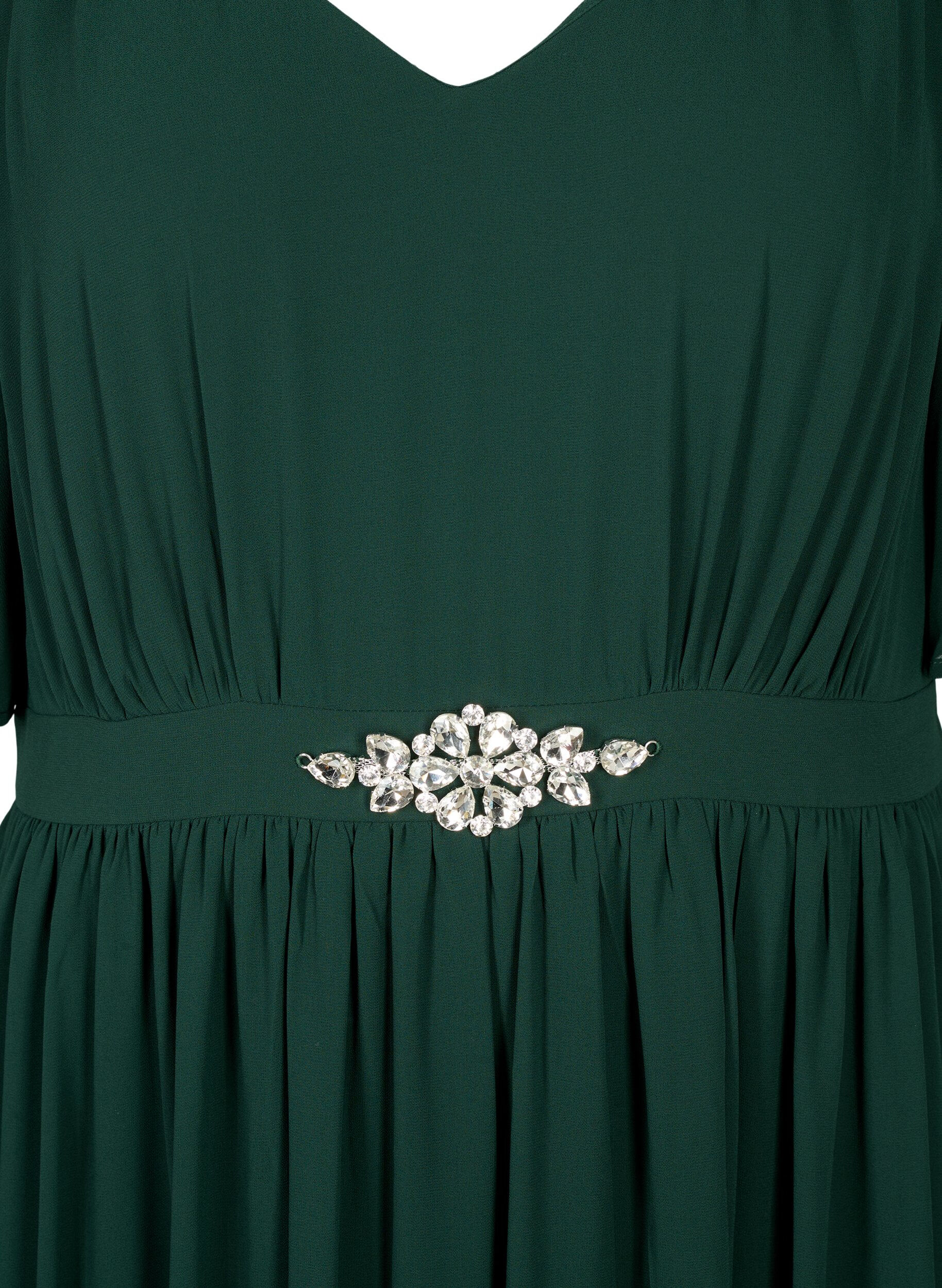 Zizzi Maxikleid mit Drapierungen und kurzen &Auml;rmeln, Scarab, Packshot image number 2