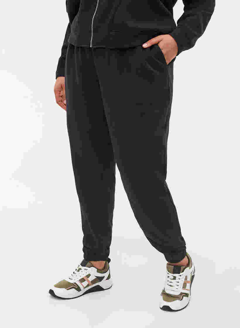 Lockere Baumwollhose mit Taschen, Black, Model image number 2
