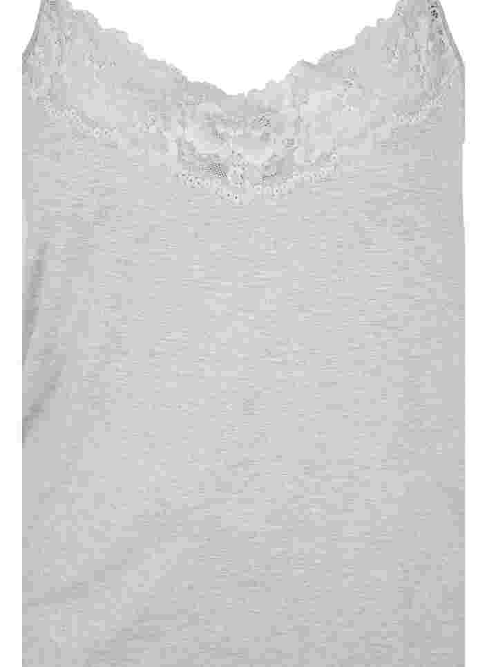 Viskosetop mit Spitzendetails, Medium Grey Melange , Packshot image number 2