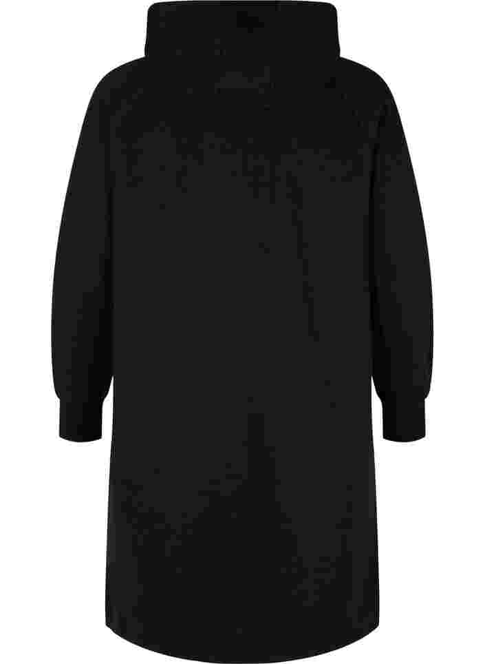 Sweatkleid mit Kapuze und Reißverschluss, Black, Packshot image number 1