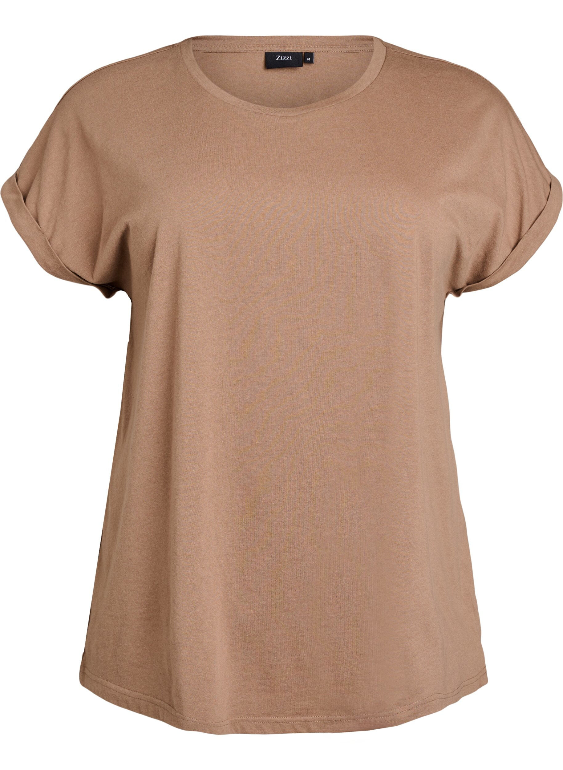 ZizziKurz&auml;rmeliges T-Shirt aus einer Baumwollmischung, Braun, Packshot image number 0