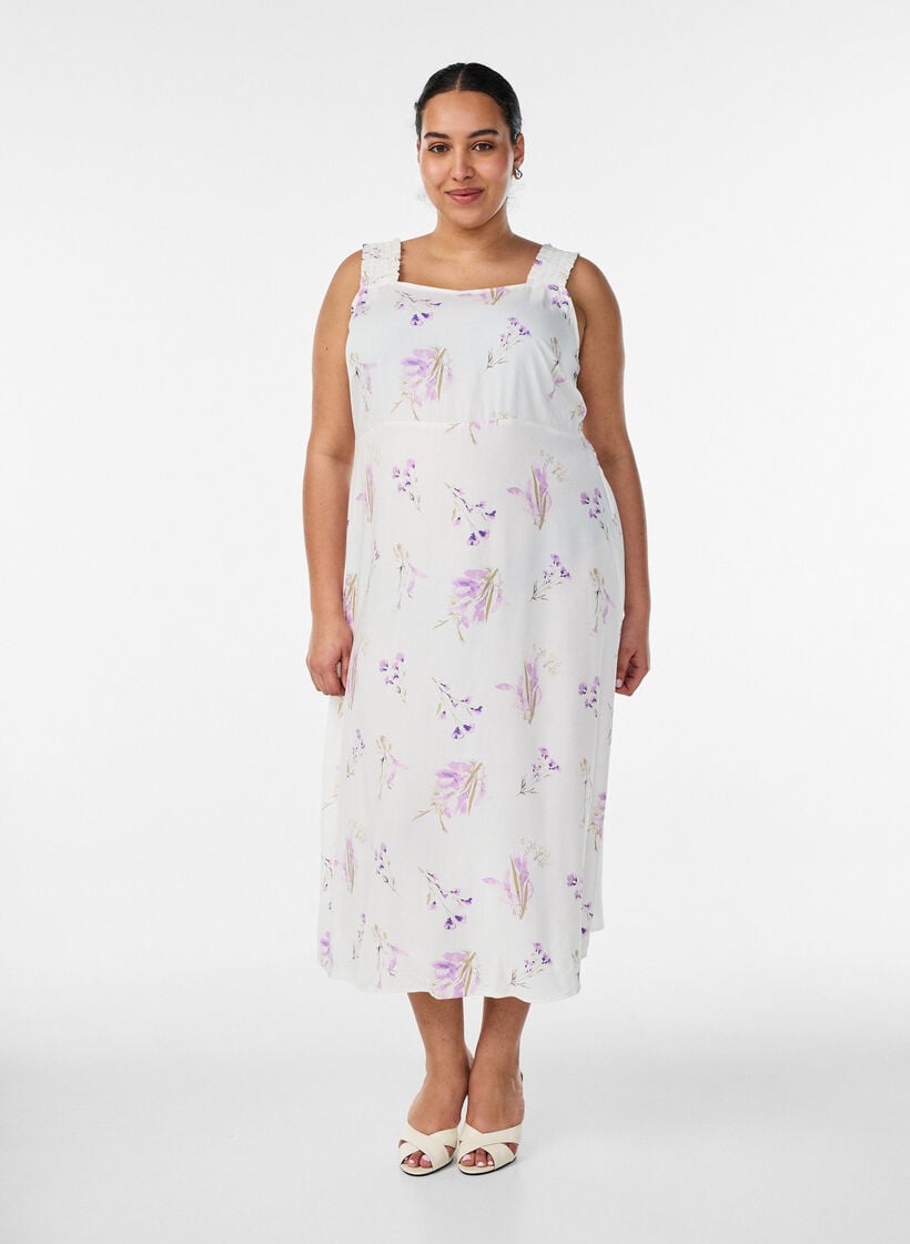 Sommerkleid mit breiten Tr&auml;gern, Wei&szlig;, Model image number 0