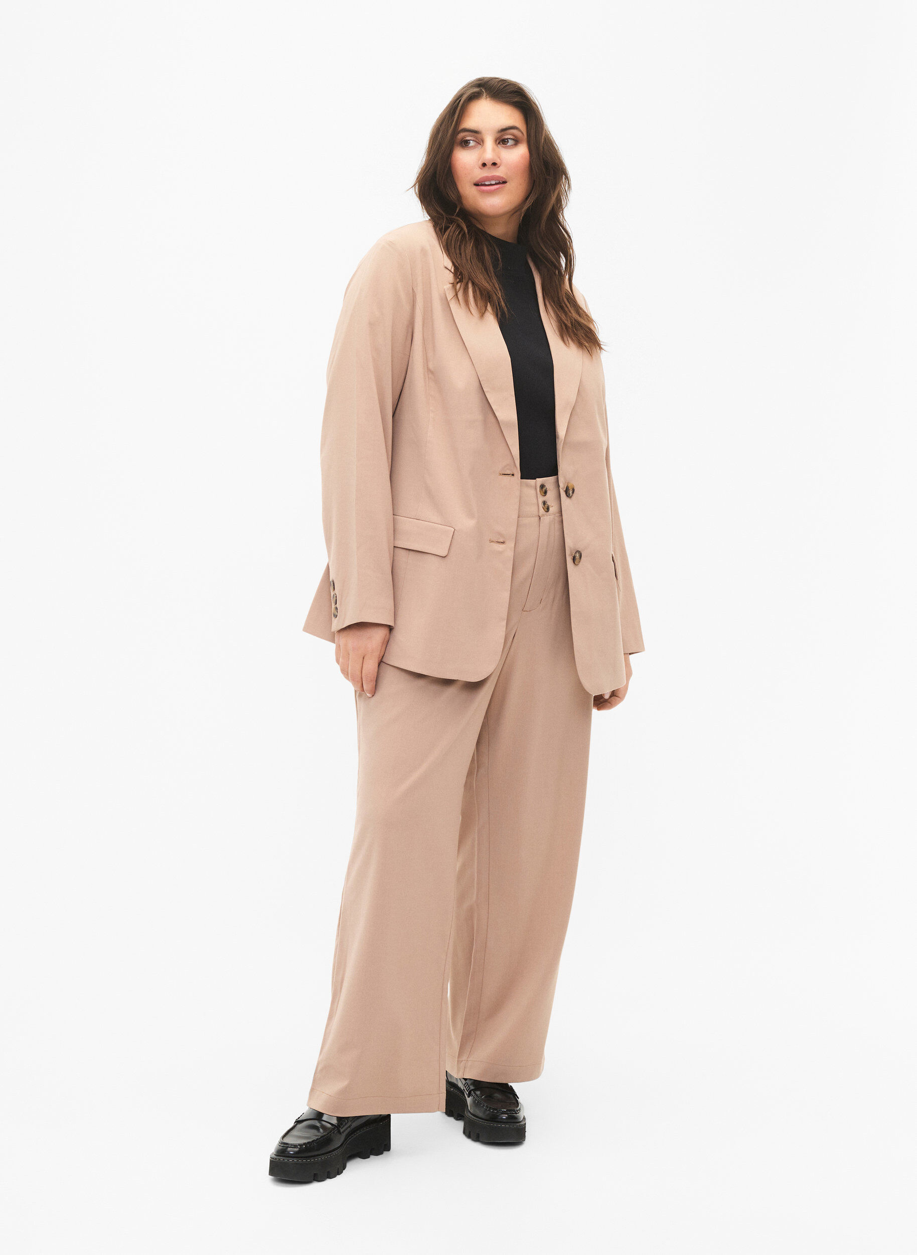 Zizzi Klassischer Blazer mit Druckknopfverschluss, Amphora, Model image number 2