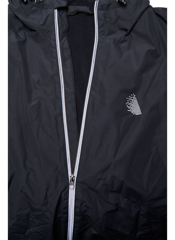Regenjacke mit Kapuze und Reflektoren-Piping, Black, Packshot image number 3