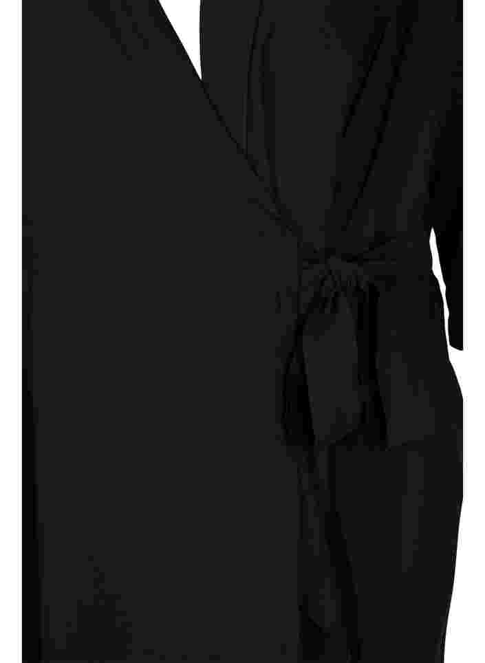 Wickelkleid aus Viskose mit 3/4 Ärmeln, Black, Packshot image number 2