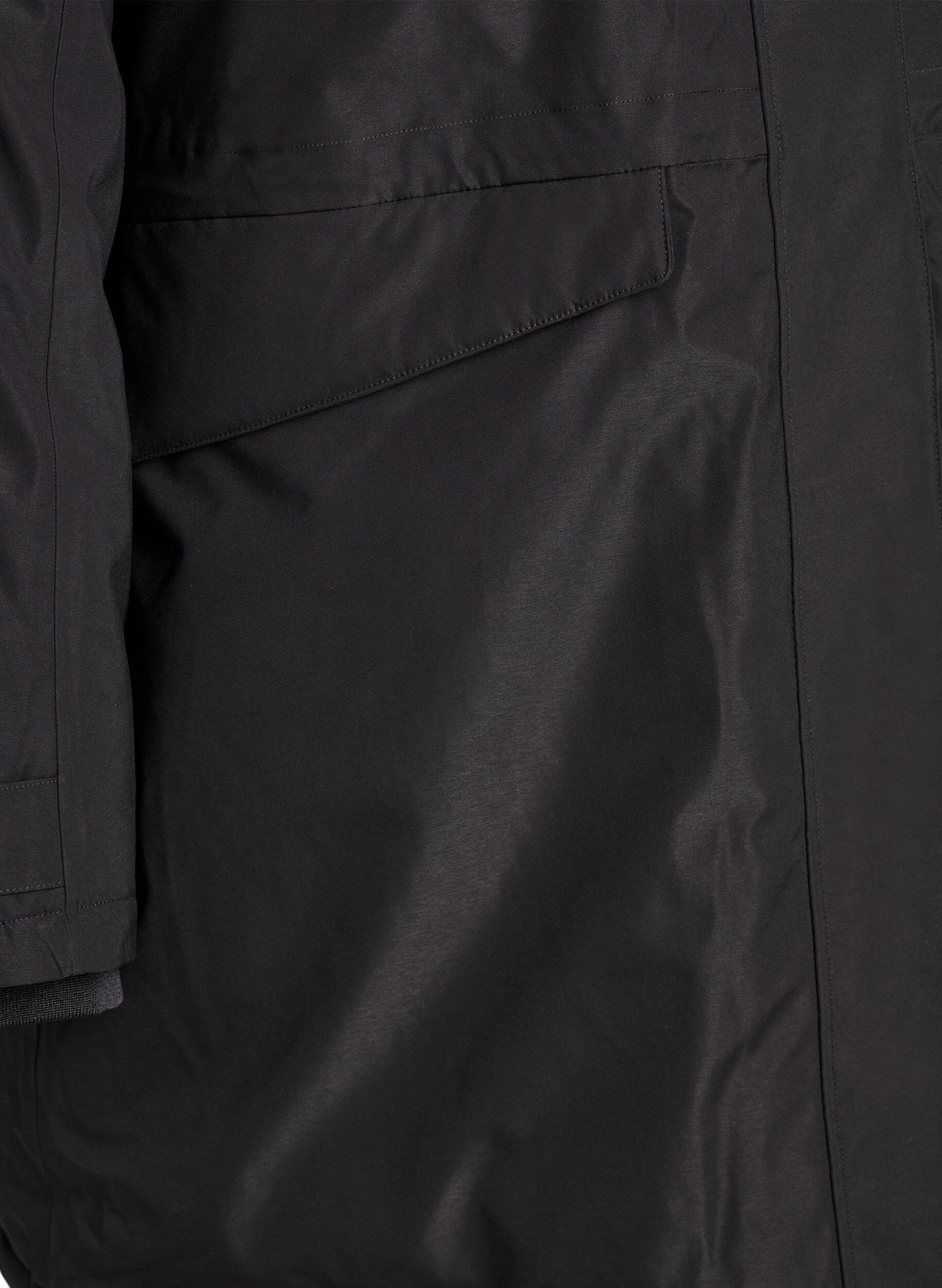 ZizziWasserabweisender Parka mit Kapuze und funktionellen Details, Schwarz, Packshot image number 3