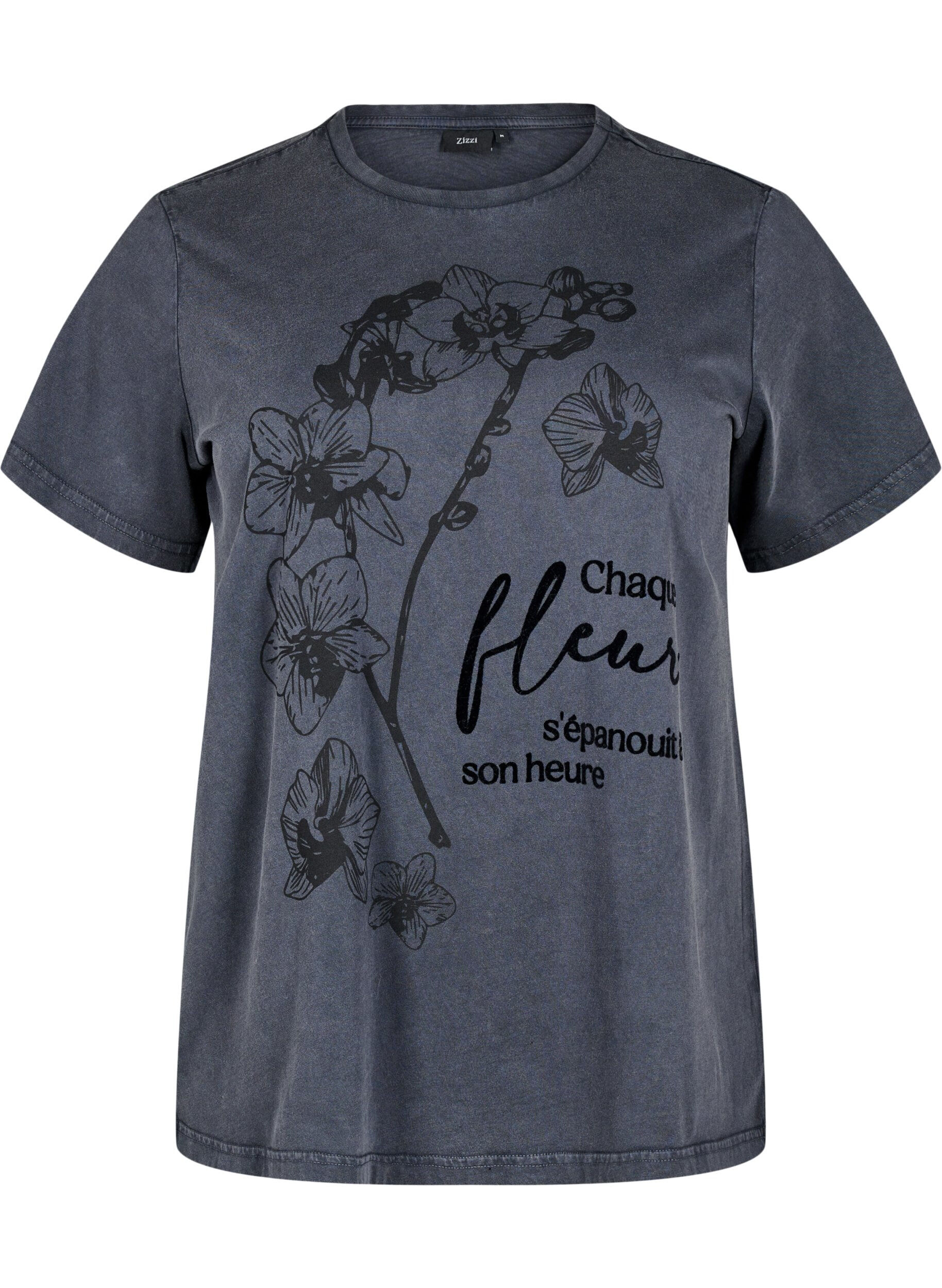 Zizzi Bedrucktes T-Shirt aus Bio-Baumwolle, Grau, Packshot image number 0