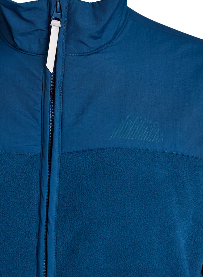 Fleecejacke mit hohem Kragen und Taschen, Blau, Packshot image number 2