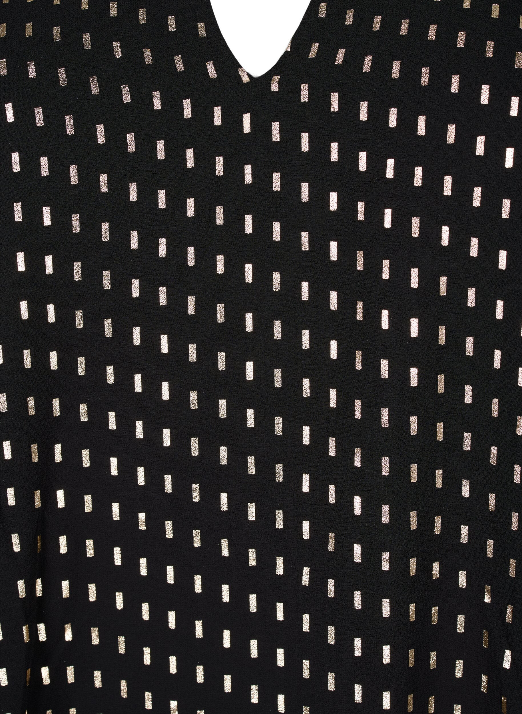 Zizzi Lang&auml;rmeliges Kleid mit Foliendruck, Black w. Gold, Packshot image number 2
