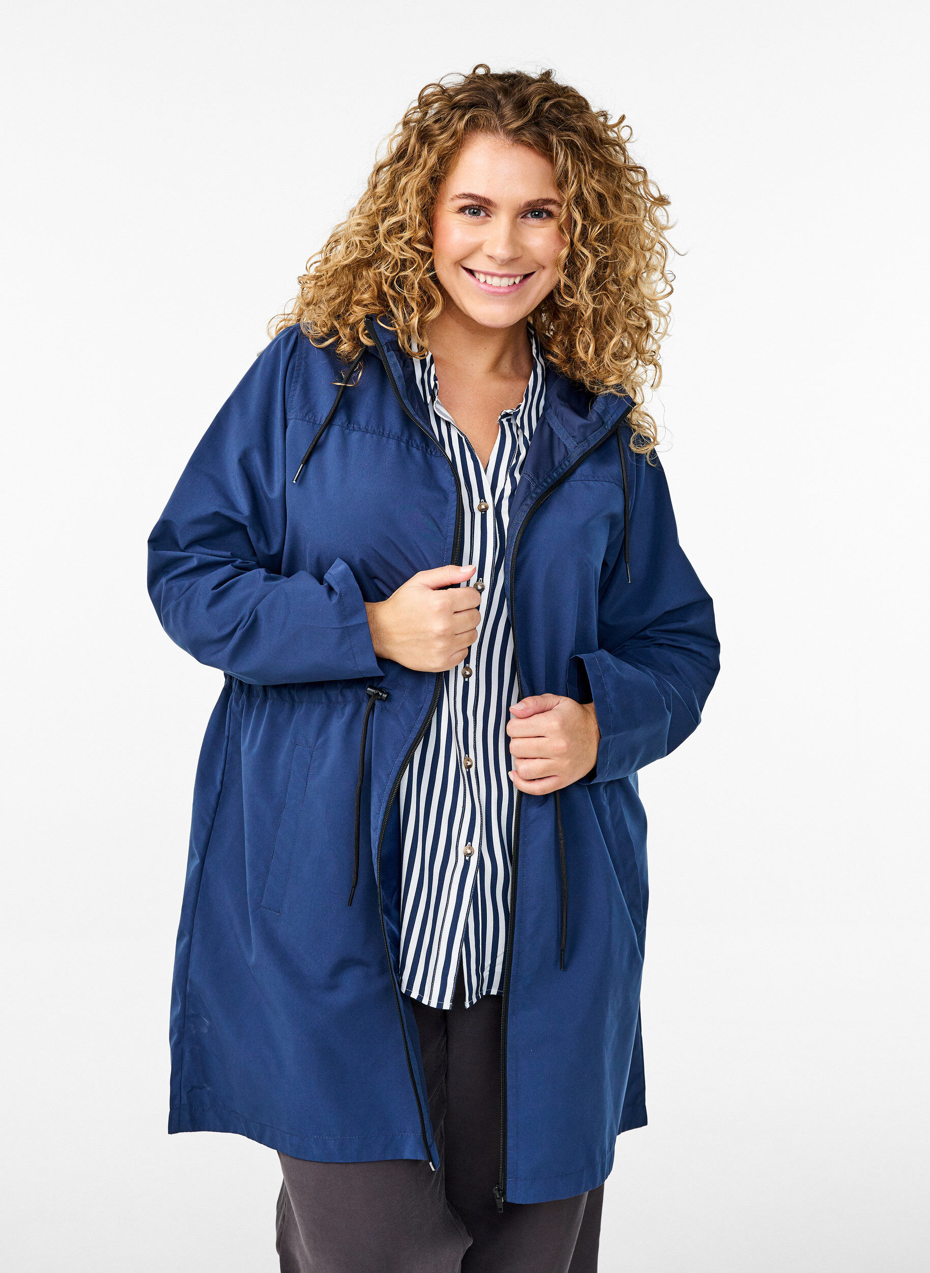 Leichter Parka mit Kapuze, Blau, Model