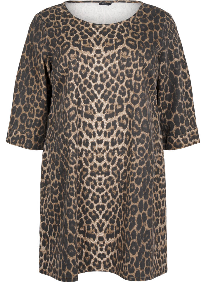 Jeanskleid mit Leoparden-Print, Leo AOP, Packshot image number 0