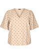 Bluse mit lockeren Ärmeln und V-Ausschnitt, Beige, Packshot image number 0