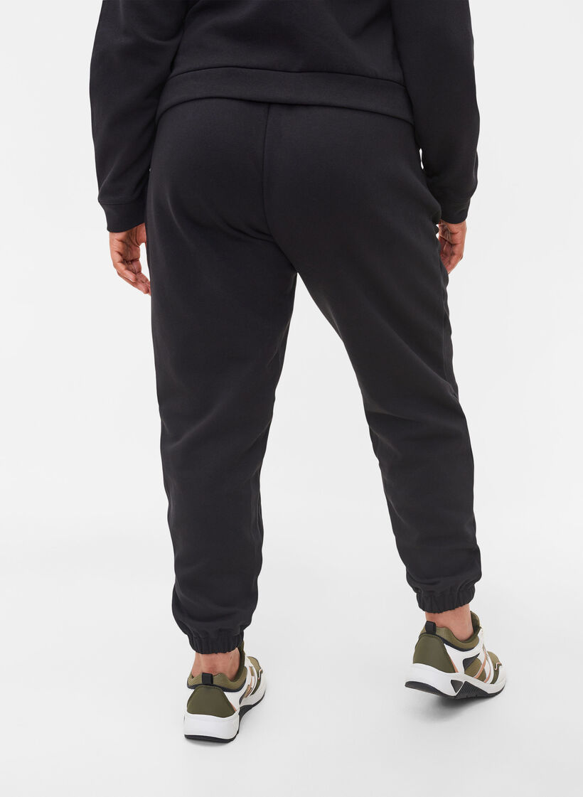 Lockere Baumwollhose mit Taschen, Schwarz, Model image number 1