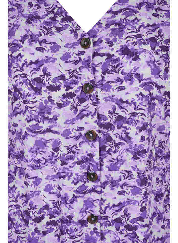 Kleid mit Knöpfen und 3/4-Ärmeln, Purple AOP, Packshot image number 2