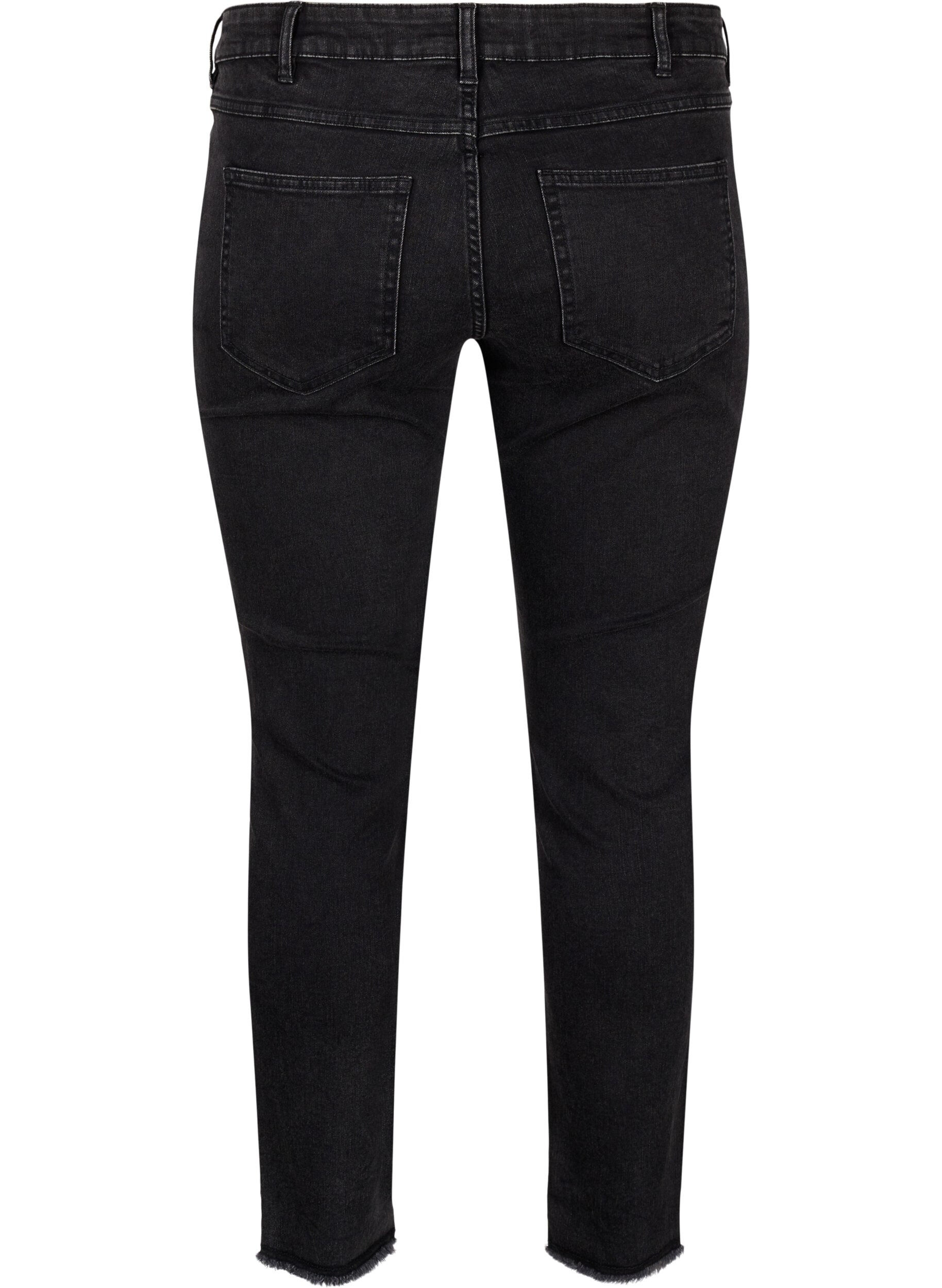 Zizzi Cropped Emily-Jeans mit ausgefranstem Saum, Dark Grey Denim, Packshot image number 1
