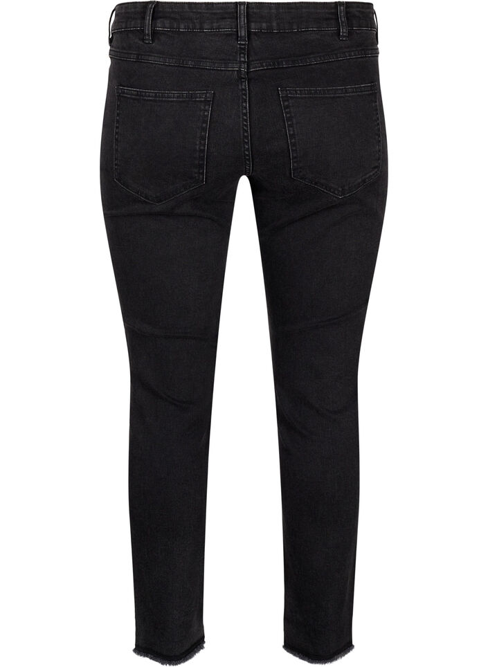 Cropped Emily-Jeans mit ausgefranstem Saum, Dark Grey Denim, Packshot image number 1
