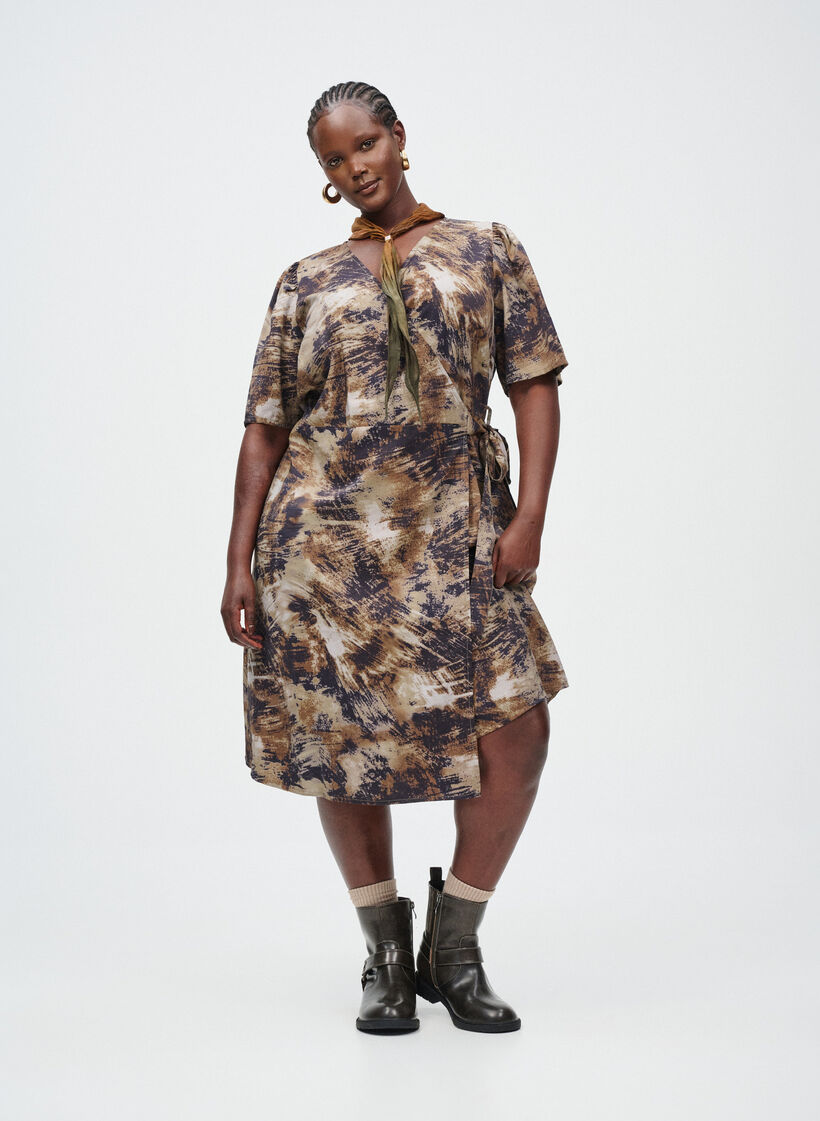 Wickelkleid mit Print, Grün, Image image number 0