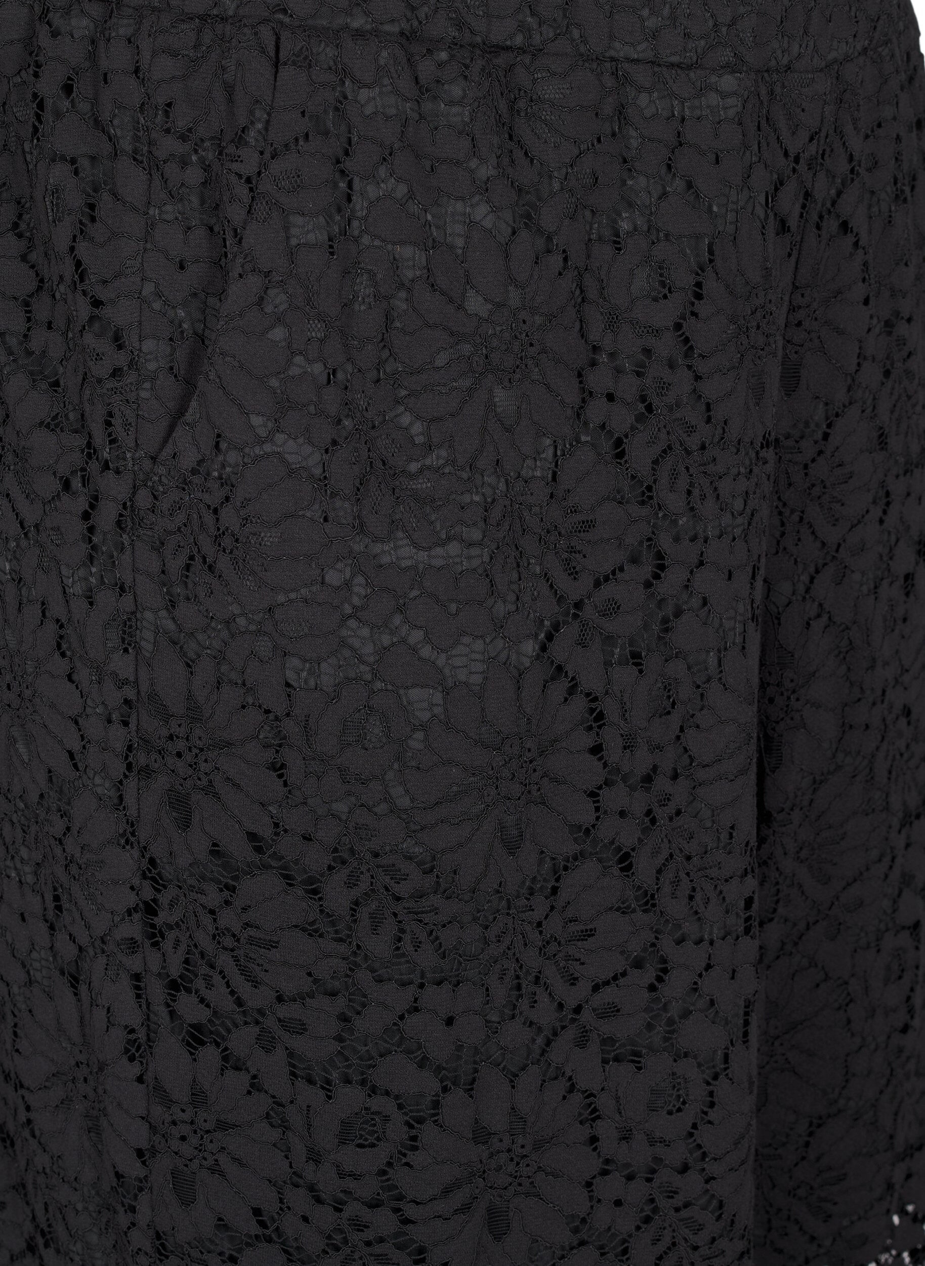 Zizzi Spitzenhose mit hoher Taille und Taschen, Schwarz, Packshot image number 2