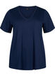 Kurz&auml;rmeliges Basic T-Shirt mit V-Ausschnitt, Blau, Packshot image number 0