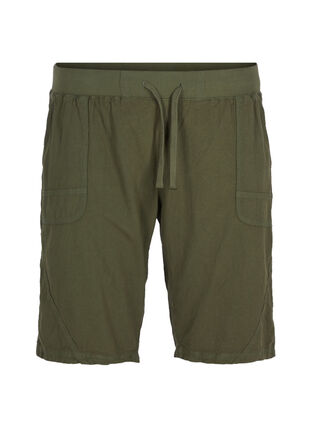 Lockere Shorts aus Baumwolle mit Taschen, Ivy Green, Packshot image number 0