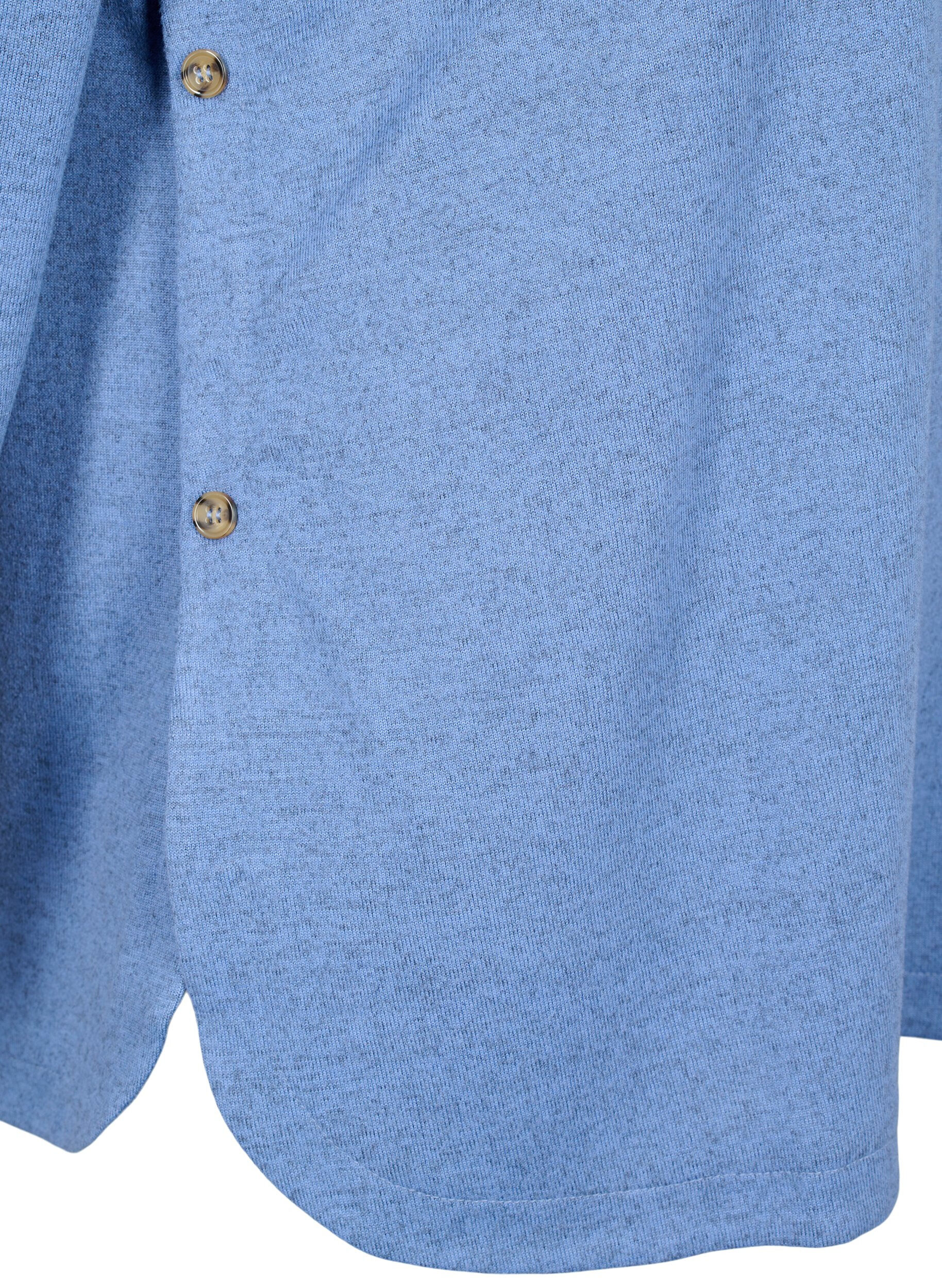 Zizzi Melange bluse mit Kn&ouml;pfen, Colony Blue Melange, Packshot image number 3