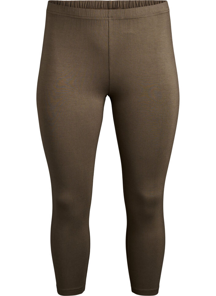 Basic 3/4 Leggings aus Viskose, Gr&uuml;n, Packshot image number 0
