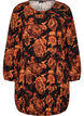 Kurzes Baumwollkleid mit Gummisaum und langen &Auml;rmeln, Schwarz, Packshot image number 0