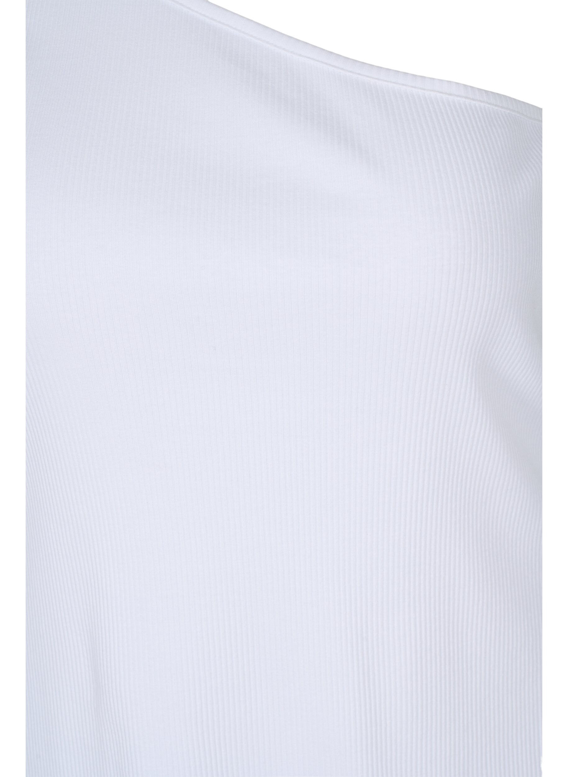 Zizzi One-Shoulder Top aus Baumwolle, Bright White, Packshot image number 2