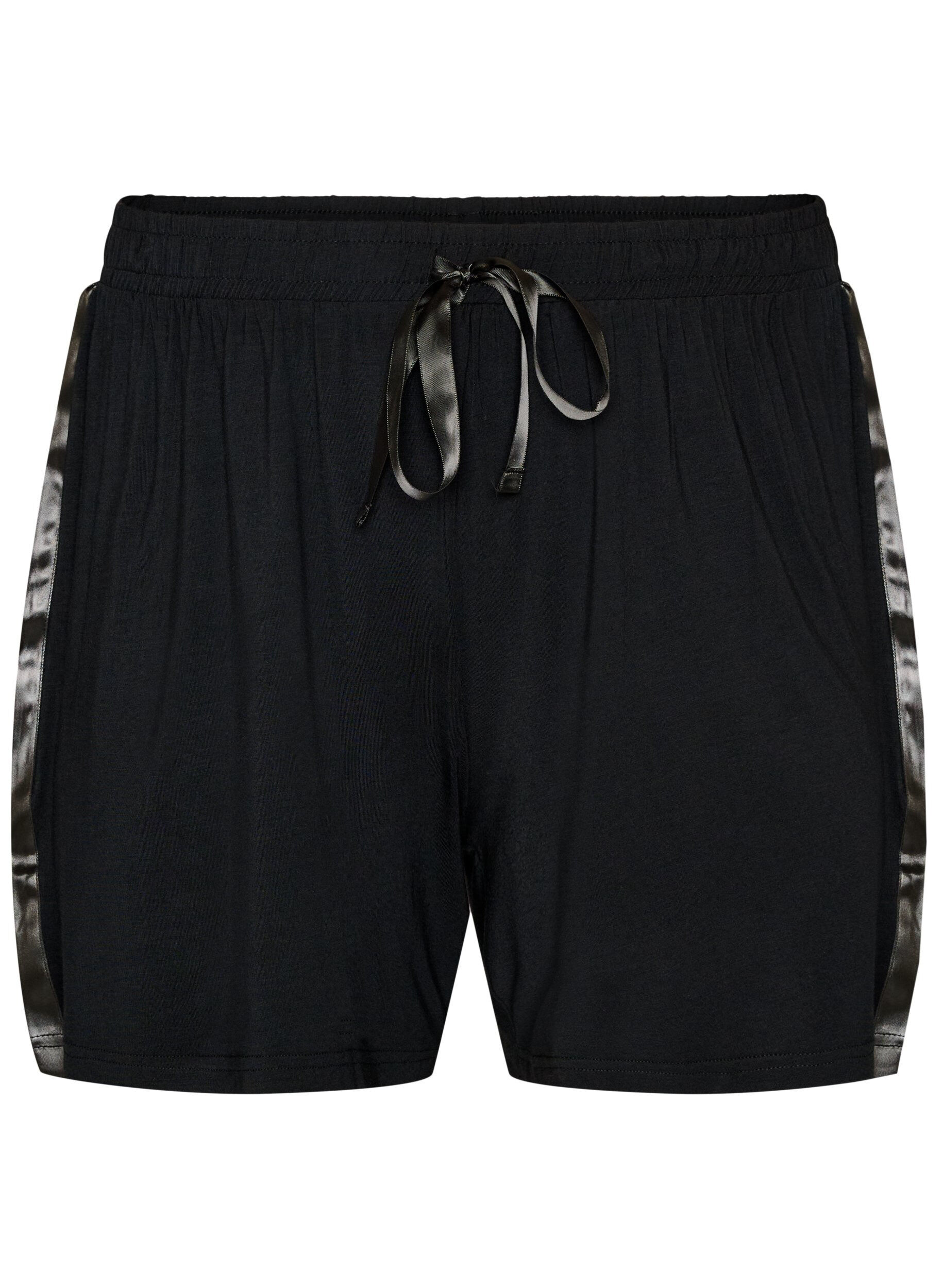 ZizziPyjamashorts aus Modal mit Kontrastband, Schwarz, Packshot image number 0