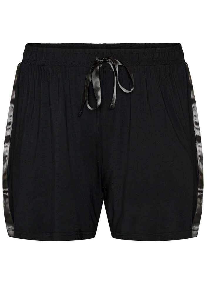 Pyjamashorts aus Modal mit Kontrastband, Schwarz, Packshot image number 0
