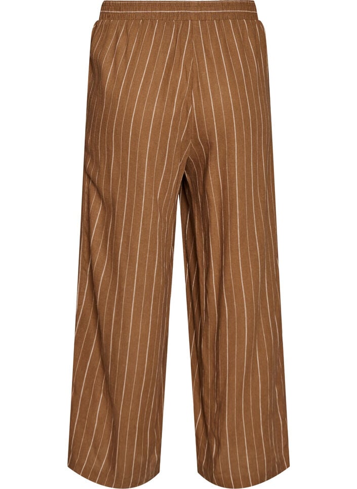 Hose aus Leinen und Viskose mit weitem Bein, Braun, Packshot image number 1