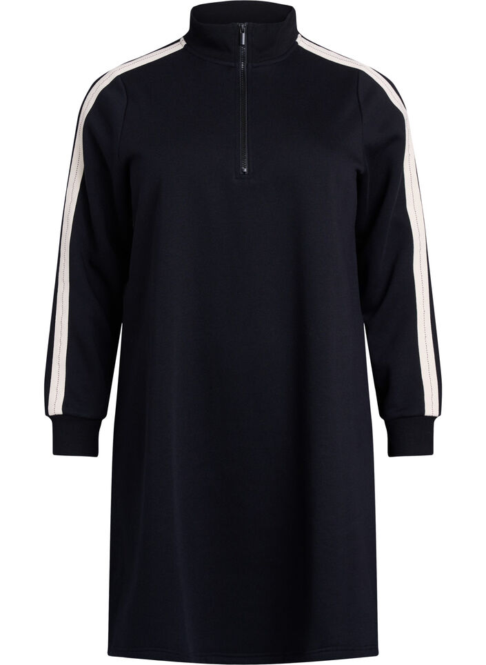 Kurzes Sweatshirtkleid mit hohem Kragen, Schwarz, Packshot image number 0