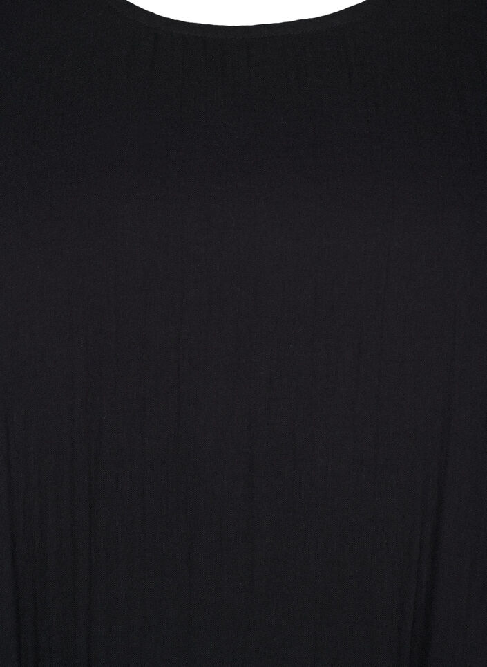 Kurz&auml;rmliges Kleid aus Baumwolle mit A-Linien-Schnitt, Schwarz, Packshot image number 2