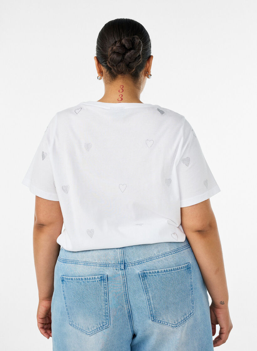 T-Shirt aus Bio-Baumwolle mit Herzen, Wei&szlig;, Model image number 2