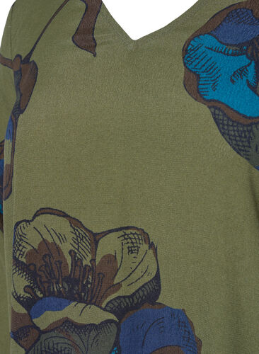 Langärmlige Viskosebluse mit Blumendruck	, Green Big Flower, Packshot image number 2